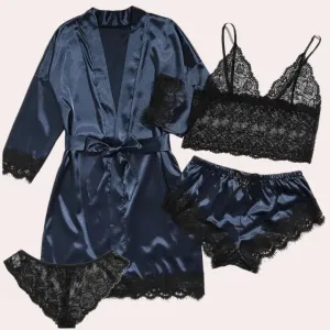 Luxurious Four-Piece Women's Satin Sleep Set