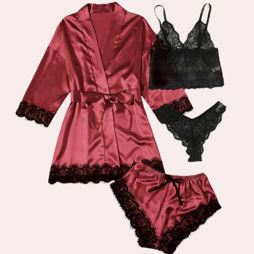 Luxurious Four-Piece Women's Satin Sleep Set