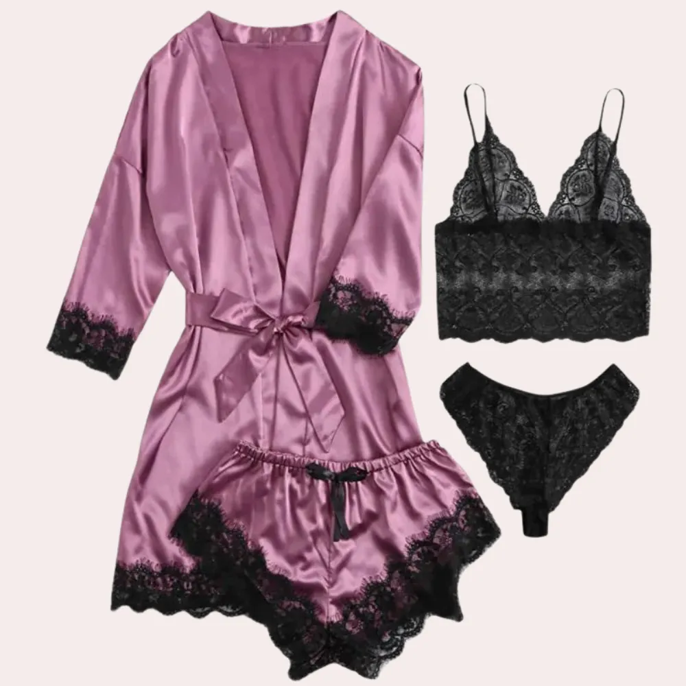 Luxurious Four-Piece Women's Satin Sleep Set
