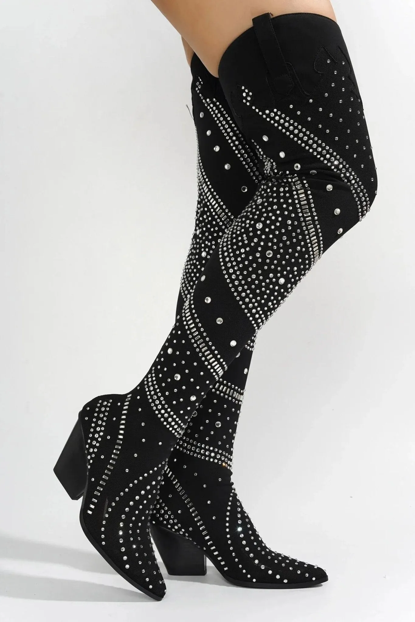 Luxury Crystal Bling Over-The-Knee Women's Boots