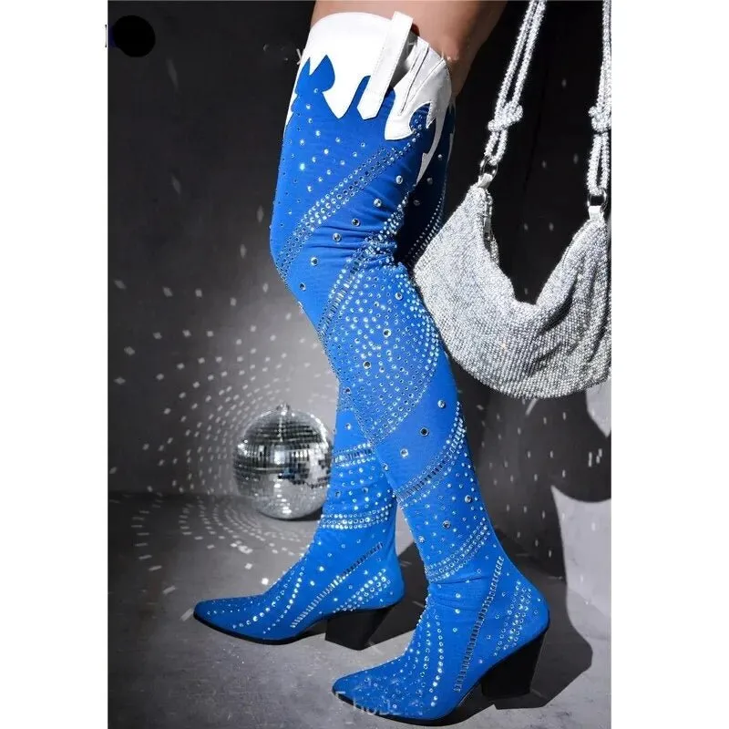 Luxury Crystal Bling Over-The-Knee Women's Boots