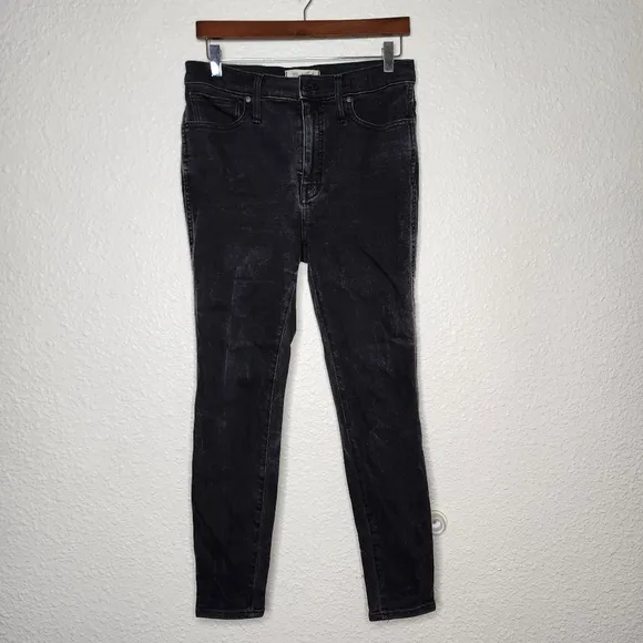 Madewell 10&quot; High-Rise Skinny Jeans in Starkey Wash Black Women's Size 30