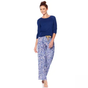 Maidenform Women's Ribbed Top And Fleece Pant Pajama Set
