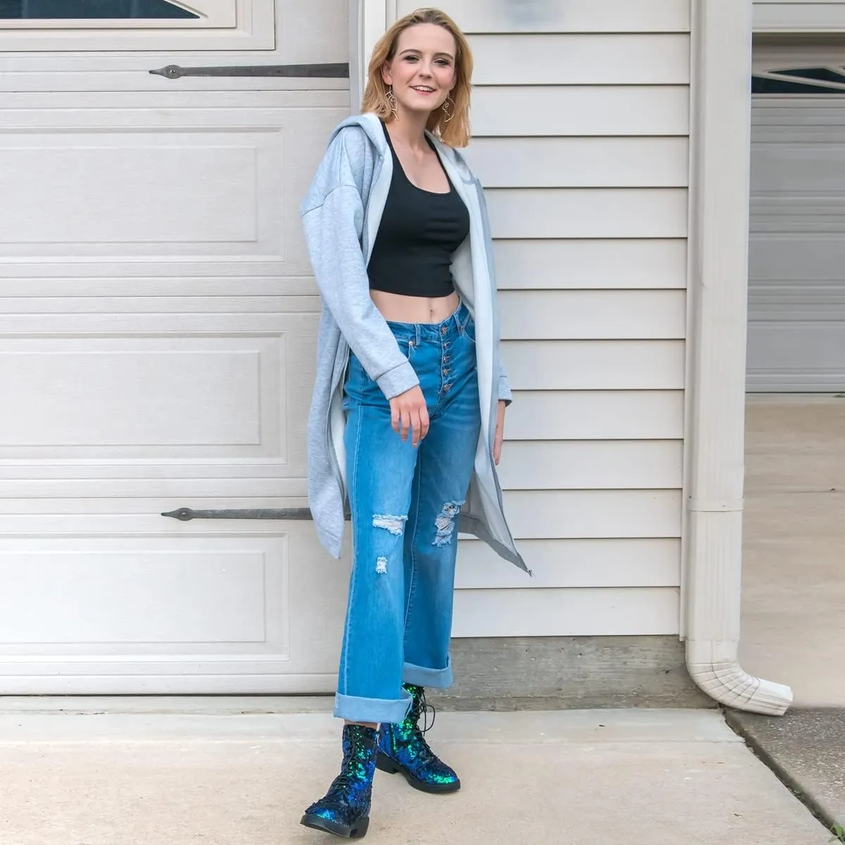 Margaret – Glitter Combat Boots for Women