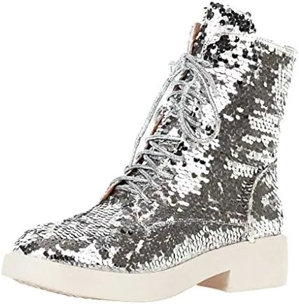 Margaret – Glitter Combat Boots for Women
