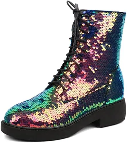 Margaret – Glitter Combat Boots for Women