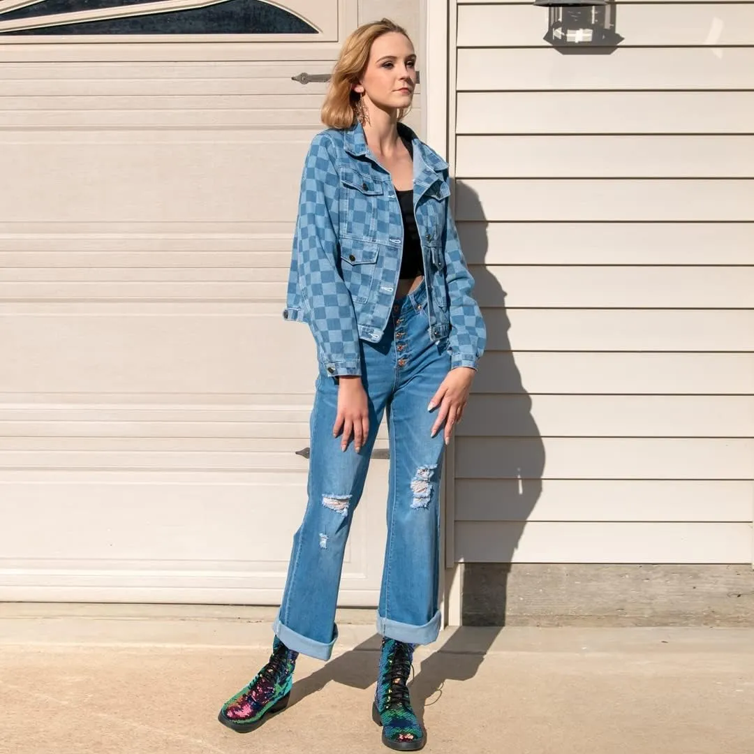 Margaret – Glitter Combat Boots for Women