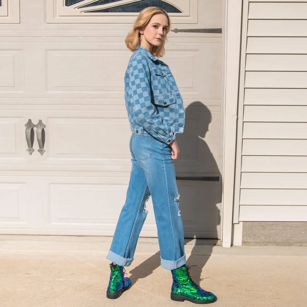 Margaret – Glitter Combat Boots for Women