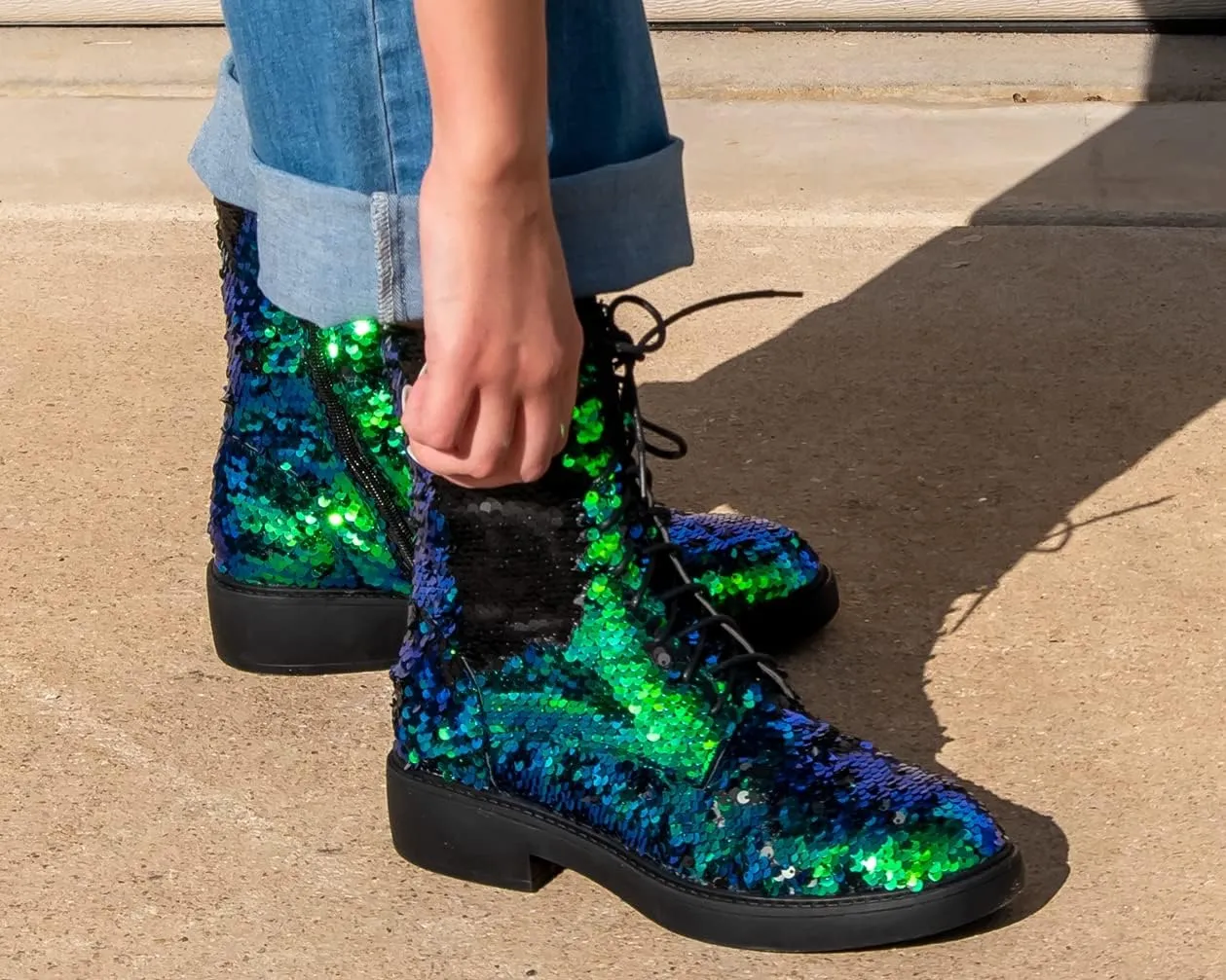 Margaret – Glitter Combat Boots for Women