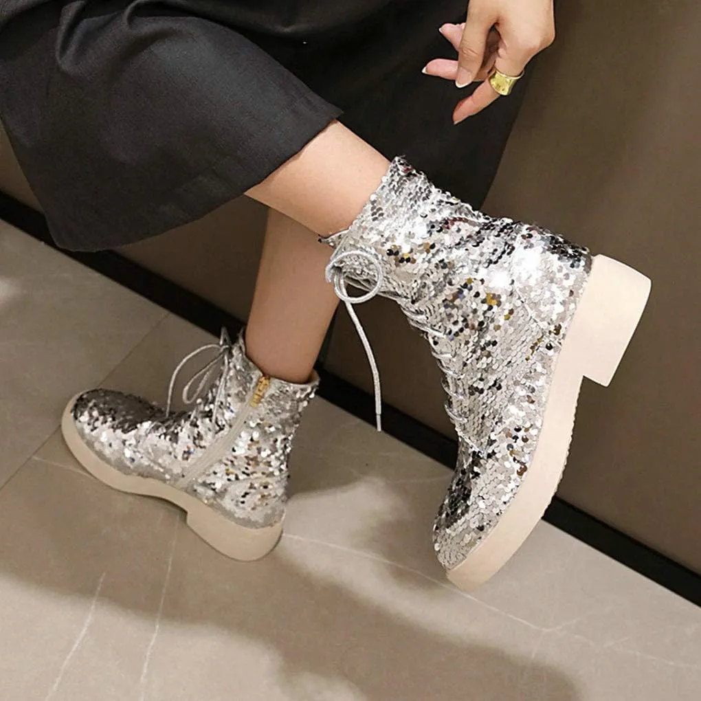 Margaret – Glitter Combat Boots for Women