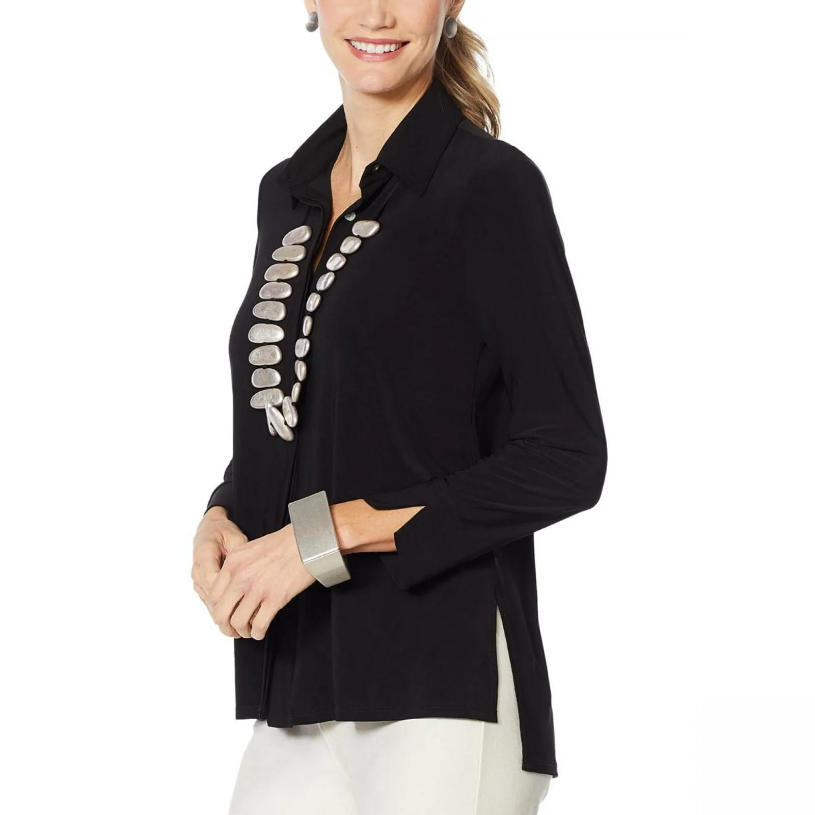 MarlaWynne Women's Jersey High Low Hem Shirt