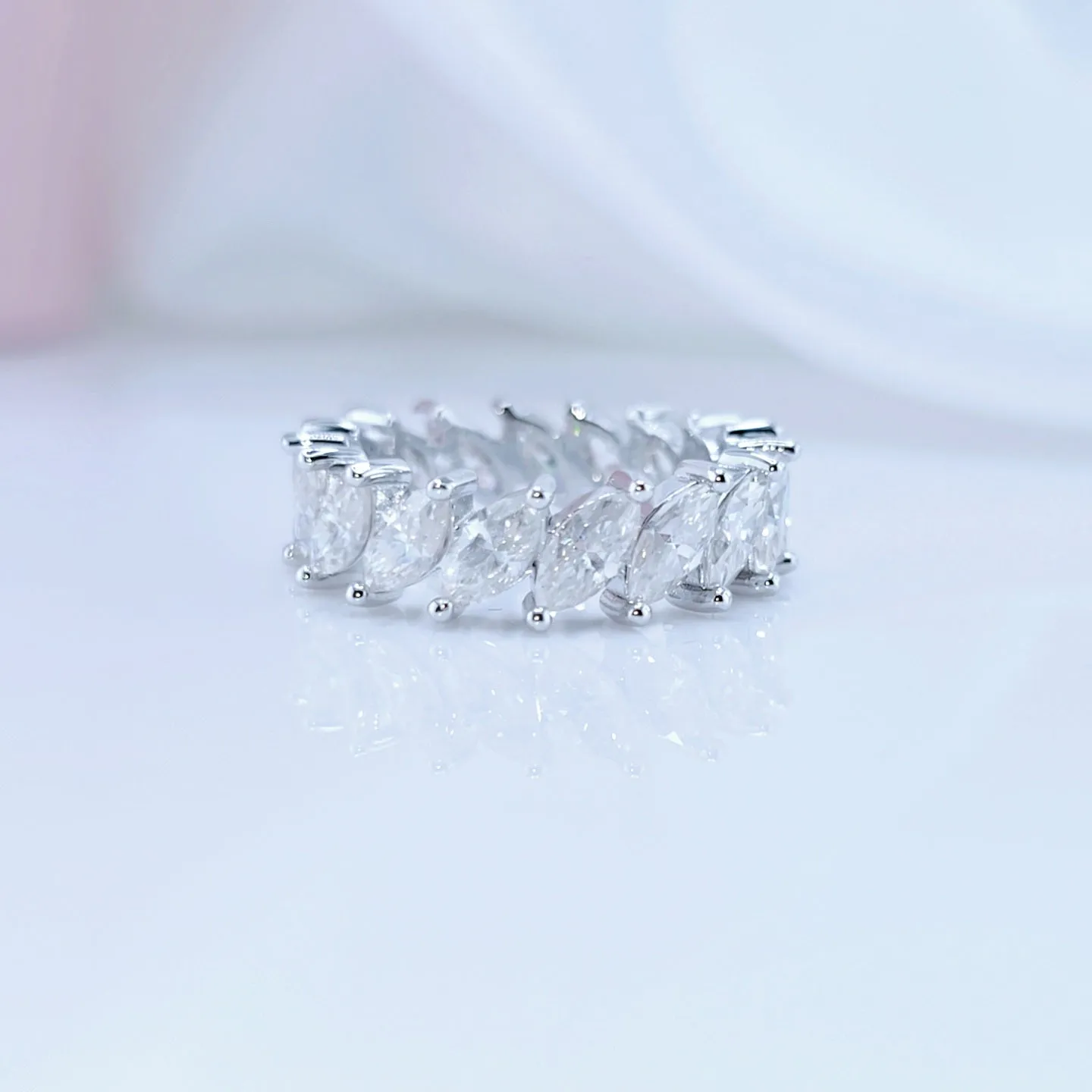 Marquise Cut Diamond Eternity Wedding Band