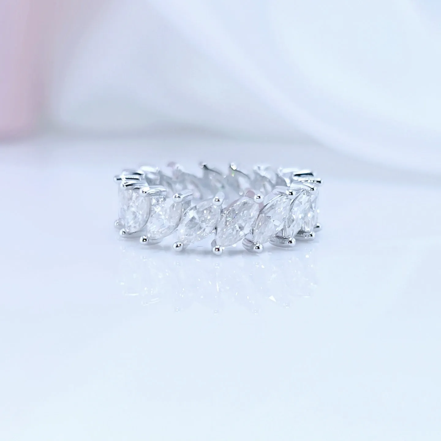 Marquise Cut Diamond Eternity Wedding Band