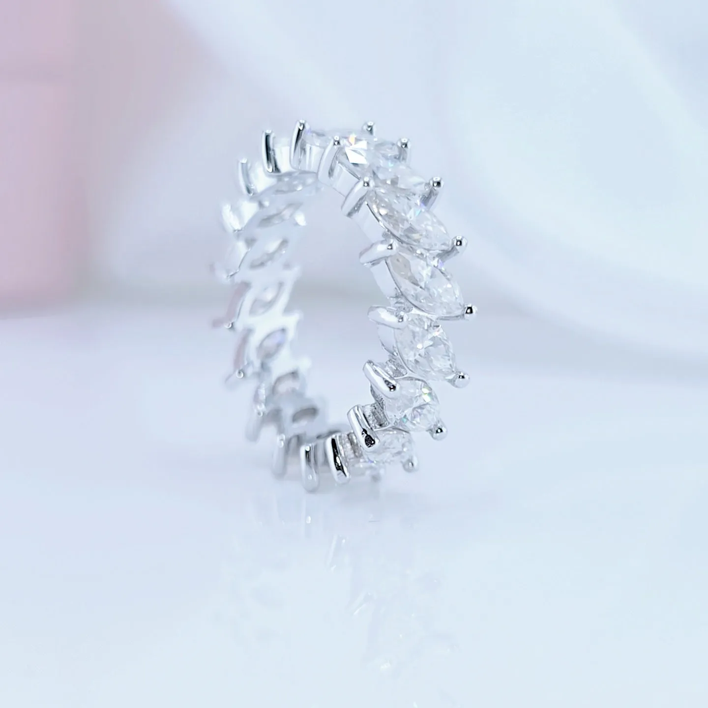 Marquise Cut Diamond Eternity Wedding Band