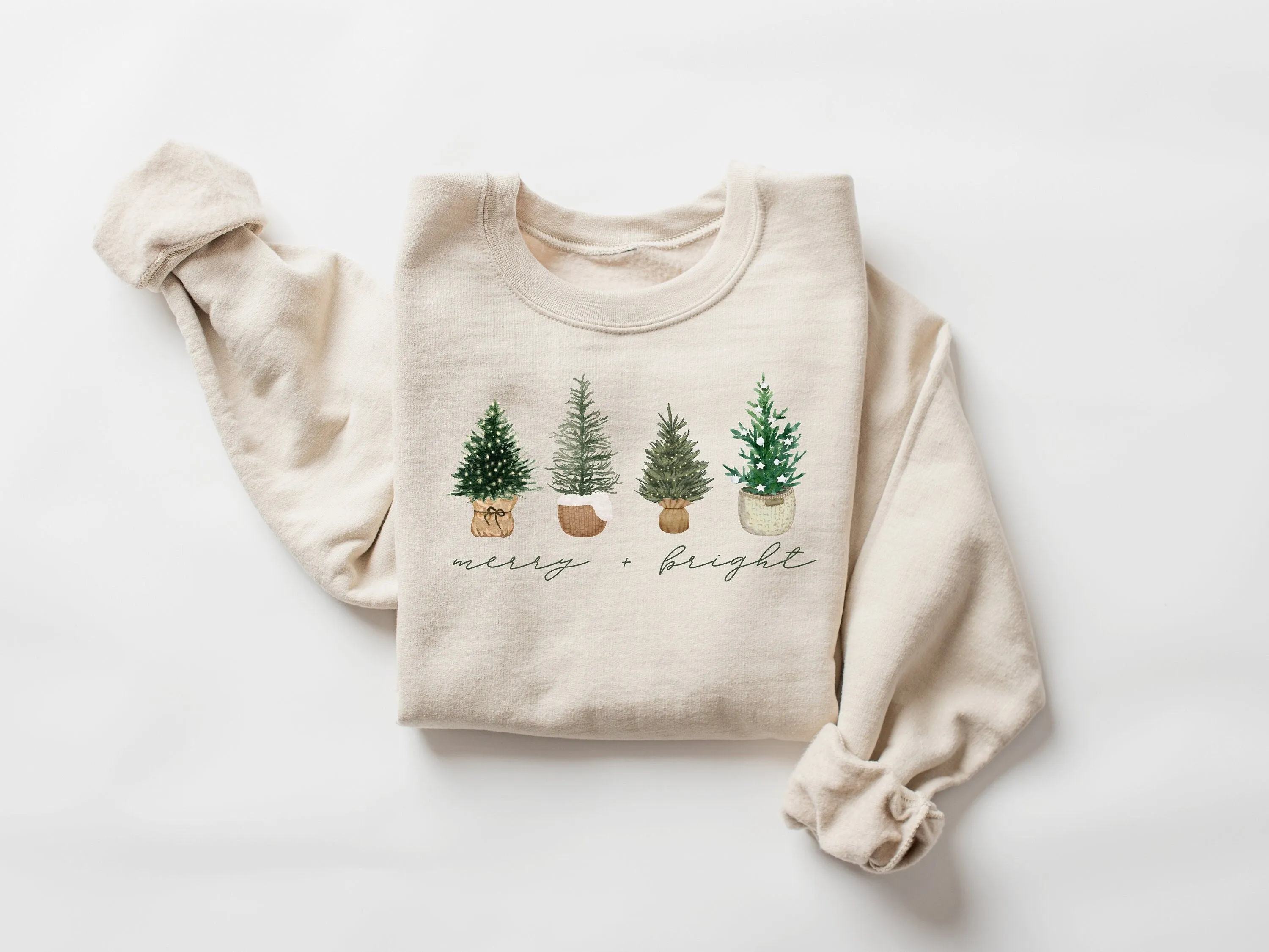 Merry & Bright 4 Basket Christmas Tree Sweatshirt