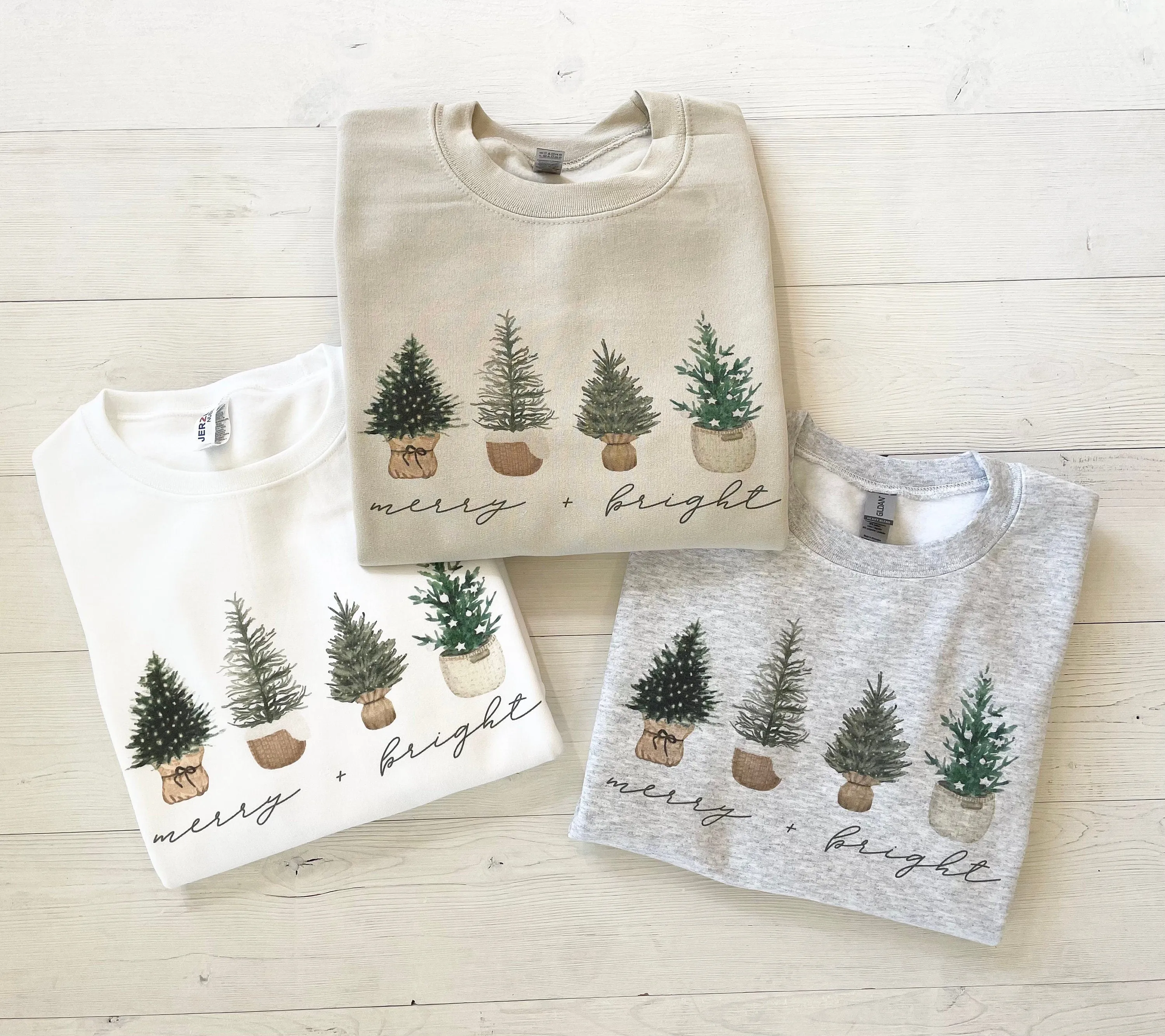 Merry & Bright 4 Basket Christmas Tree Sweatshirt