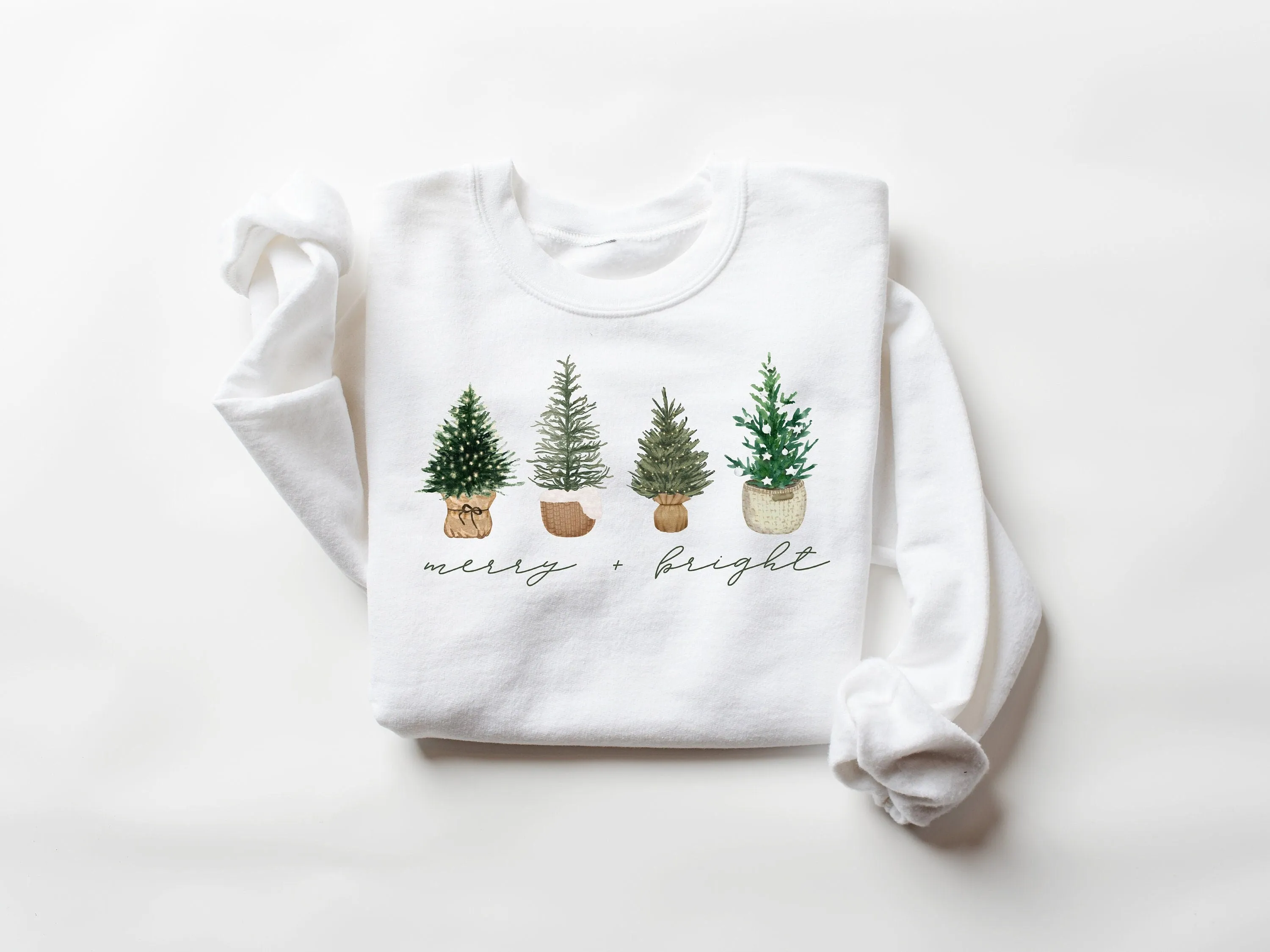 Merry & Bright 4 Basket Christmas Tree Sweatshirt