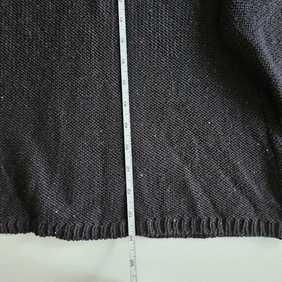 Michel Studio black sequined sparkly open front LS  cardigan women's US size 2X