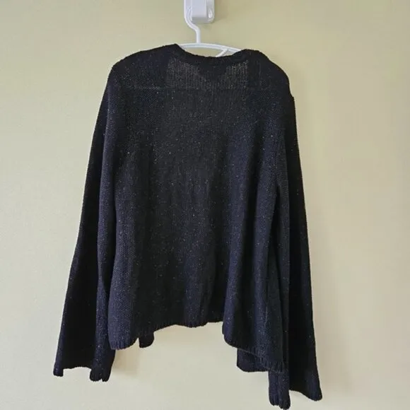 Michel Studio black sequined sparkly open front LS  cardigan women's US size 2X