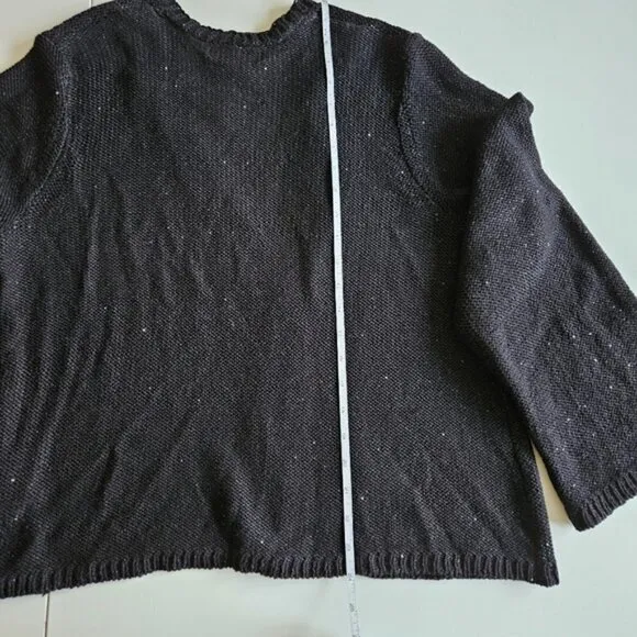 Michel Studio black sequined sparkly open front LS  cardigan women's US size 2X