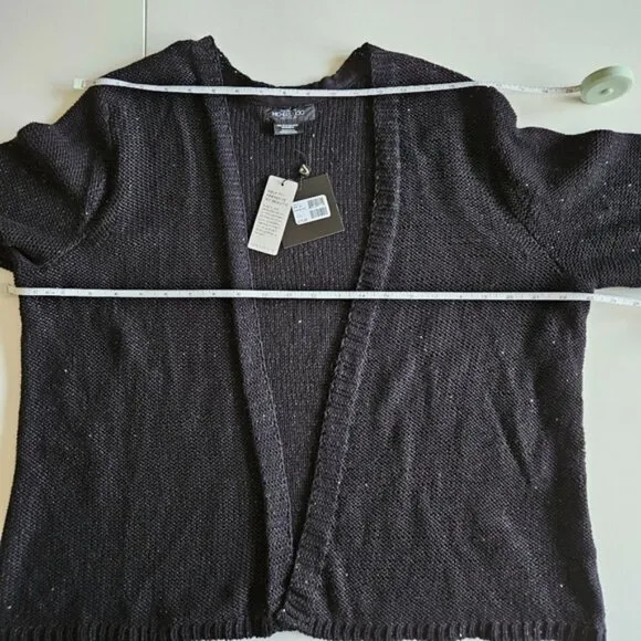 Michel Studio black sequined sparkly open front LS  cardigan women's US size 2X