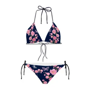 Misha Floral Bikini with Black Straps = Blue