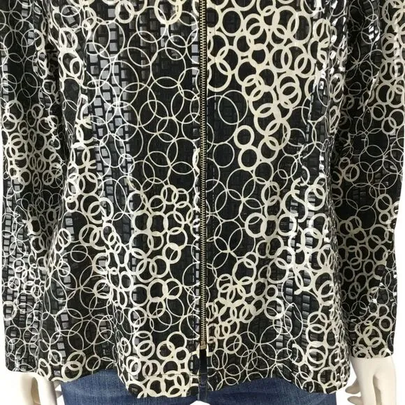 MISOOK Jacket Women Large Petite Embellished Sequined Geometric Full Zip Sparkly