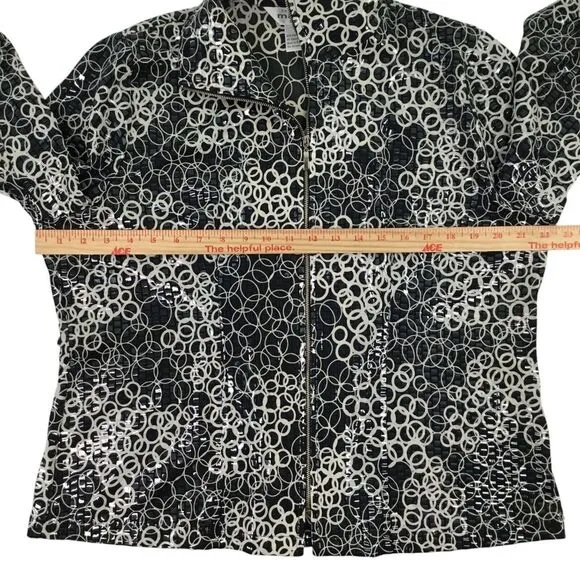 MISOOK Jacket Women Large Petite Embellished Sequined Geometric Full Zip Sparkly