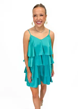 Molly Bracken Tiered Dress - Turquoise