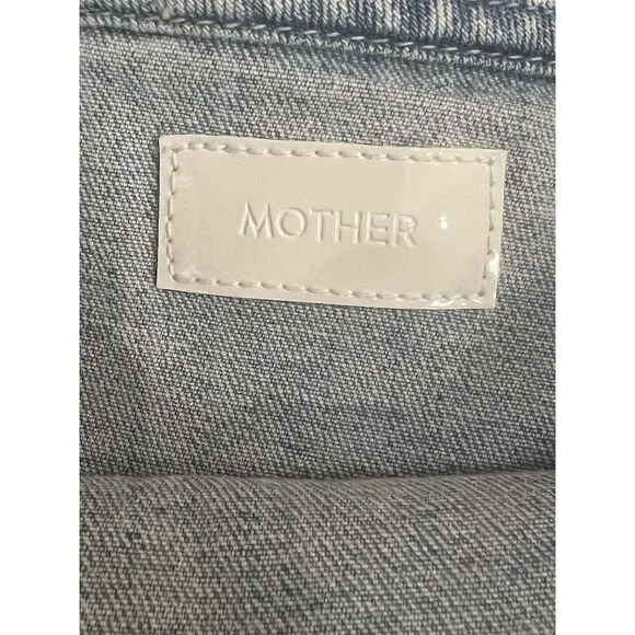 MOTHER Women's The Ruffle Jean Mini Skirt Size 27 Blue Raw Edge Short