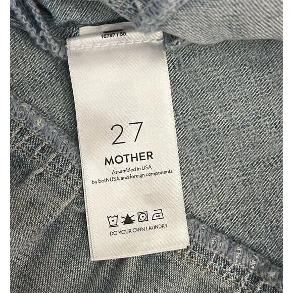 MOTHER Women's The Ruffle Jean Mini Skirt Size 27 Blue Raw Edge Short