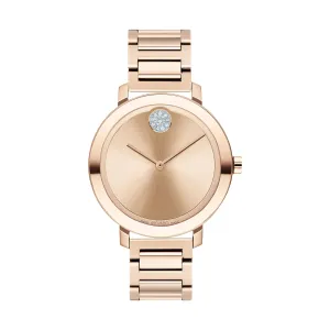 Movado Bold Women's Watch Rose Gold Tone Case Quartz