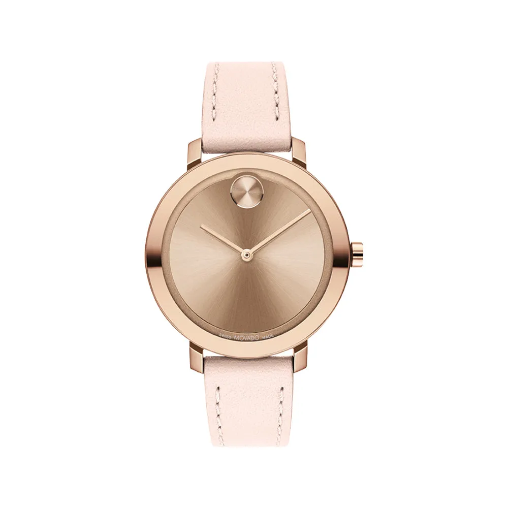 Movado Bold Women's Watch Rose Gold Tone Case Quartz