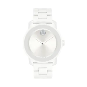 Movado Bold Women's Watch White Tone Case Quartz