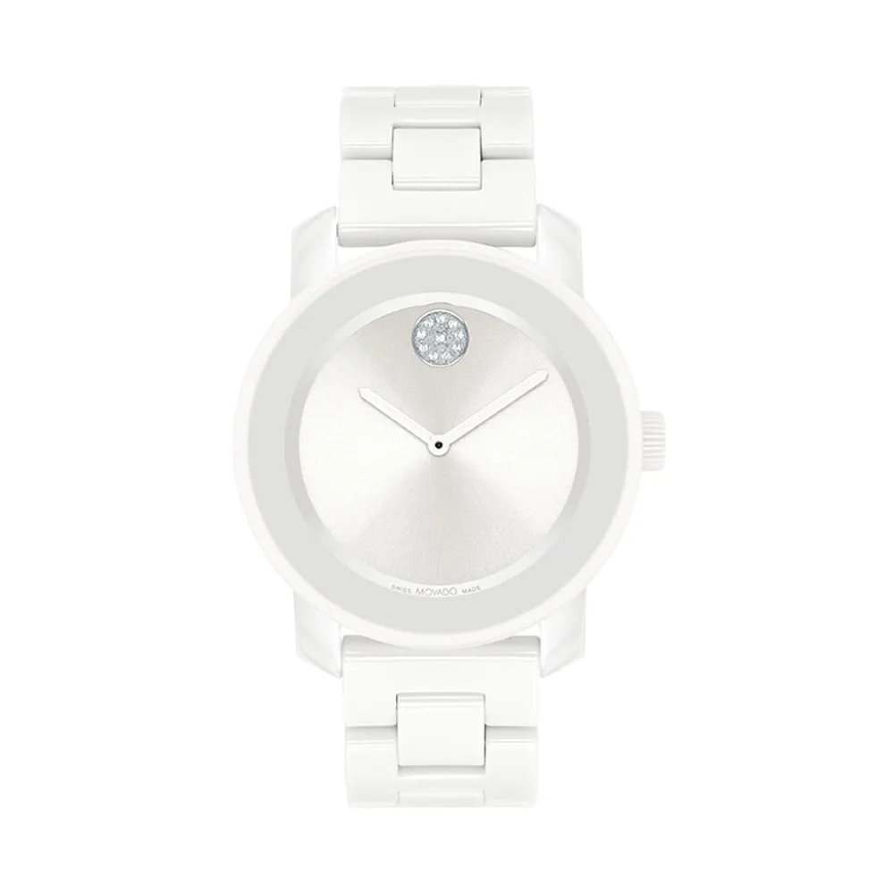 Movado Bold Women's Watch White Tone Case Quartz
