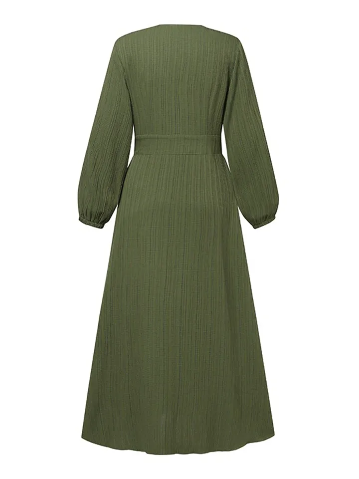 Muslim Vintage Women's High-Rise Button Up Dress
