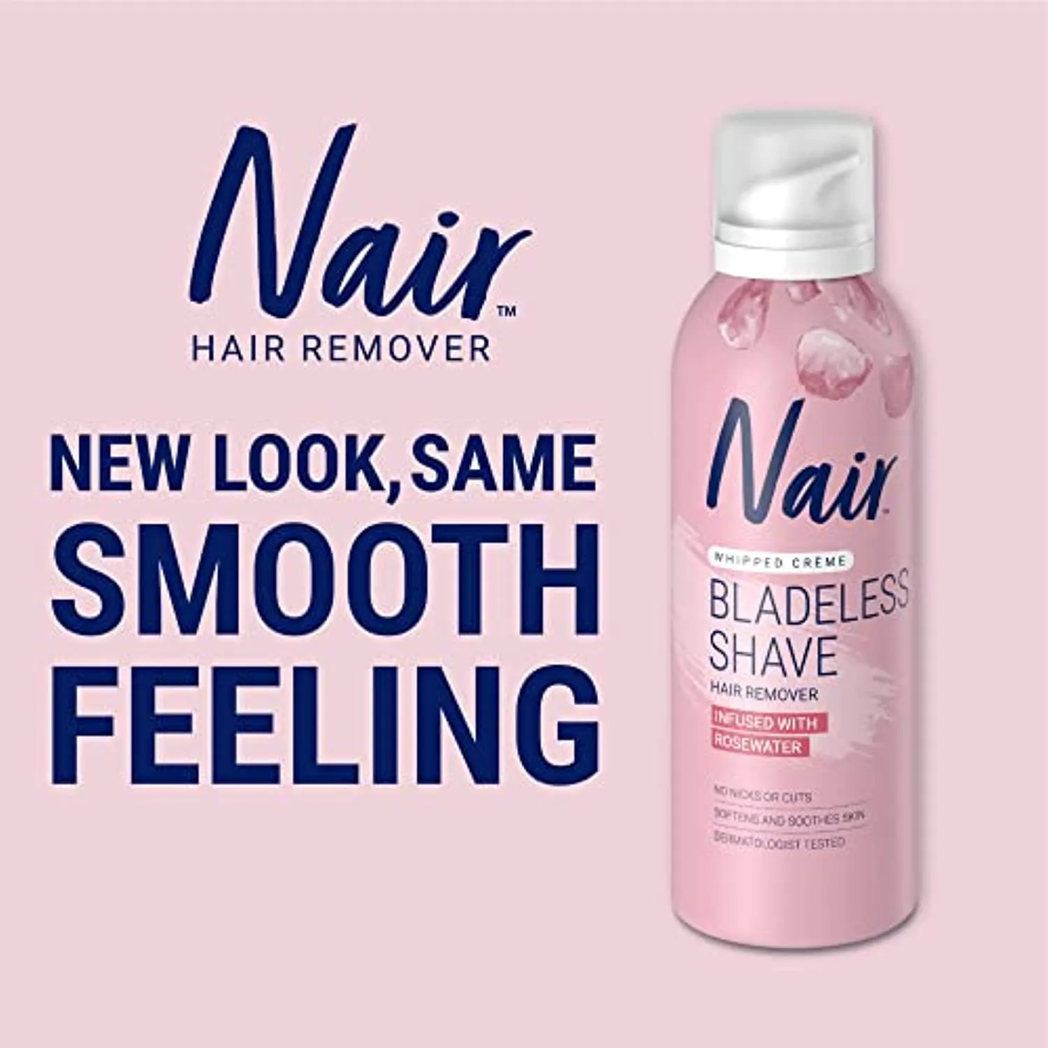 Nair Hair Remover Bladeless Shave Whipped Crème Infused with Rosewater, 5oz