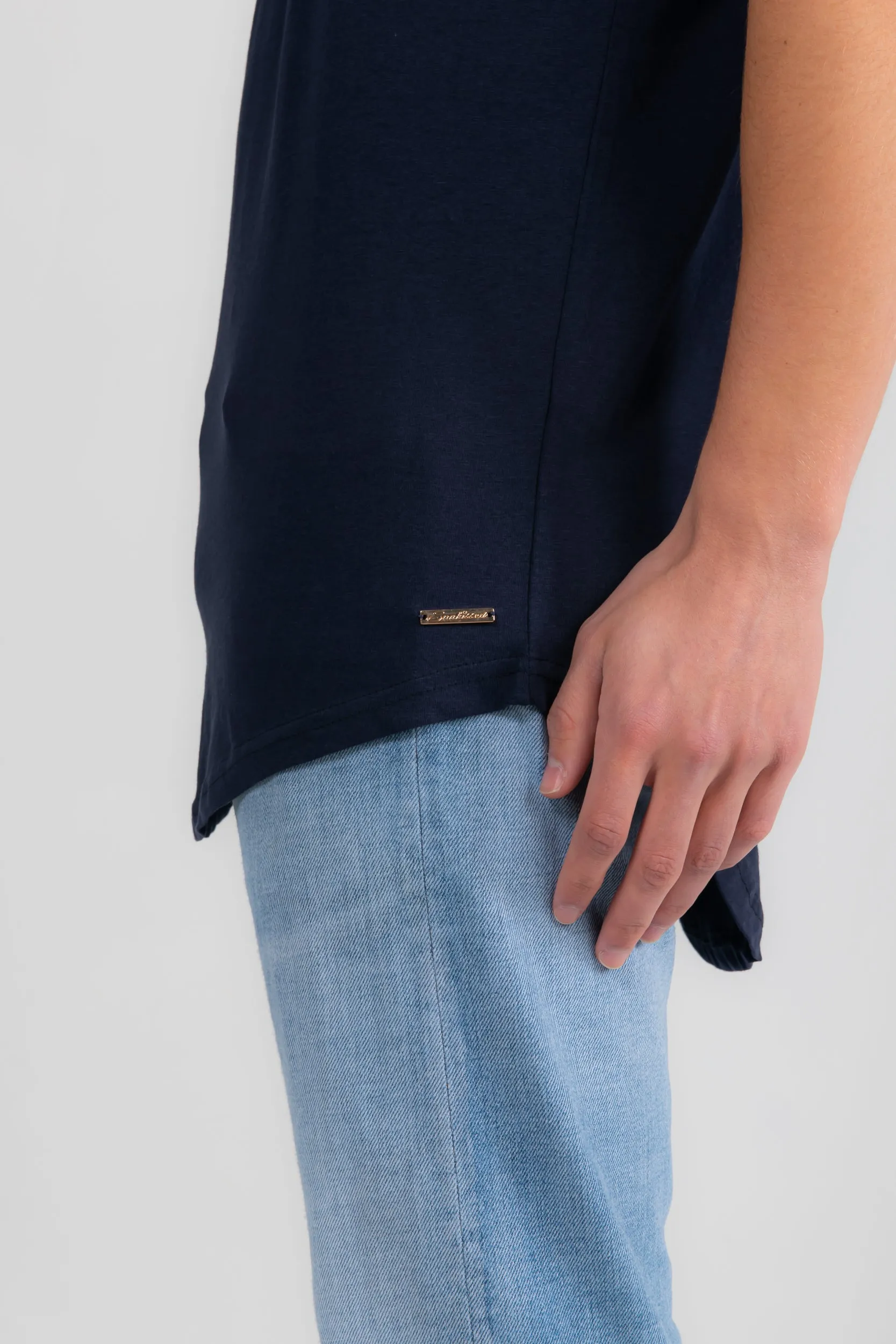 Navy Drop Tail Tee