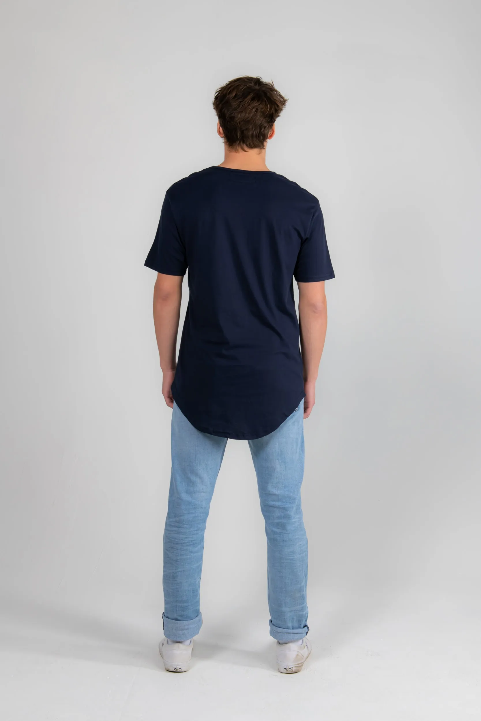 Navy Drop Tail Tee
