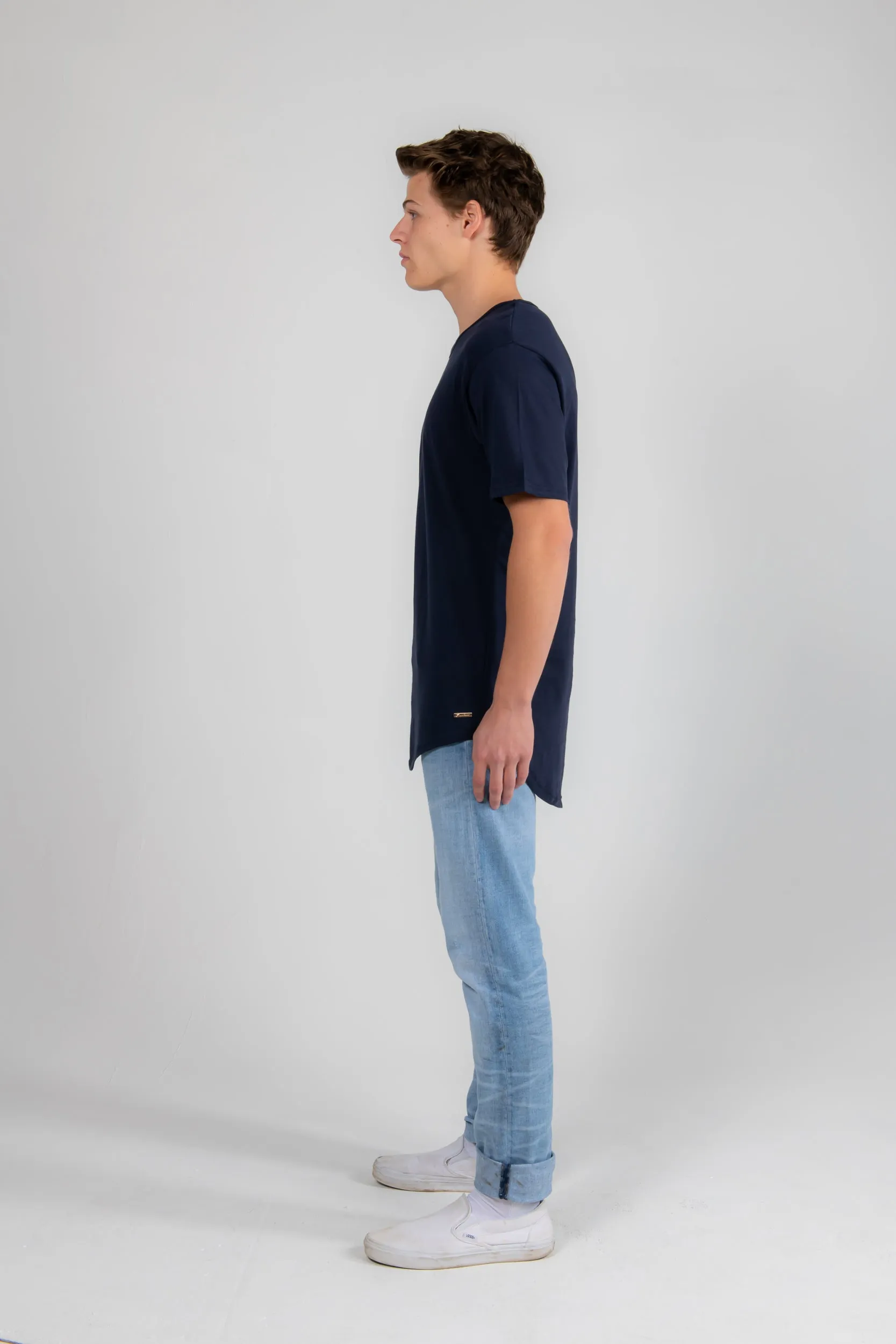 Navy Drop Tail Tee