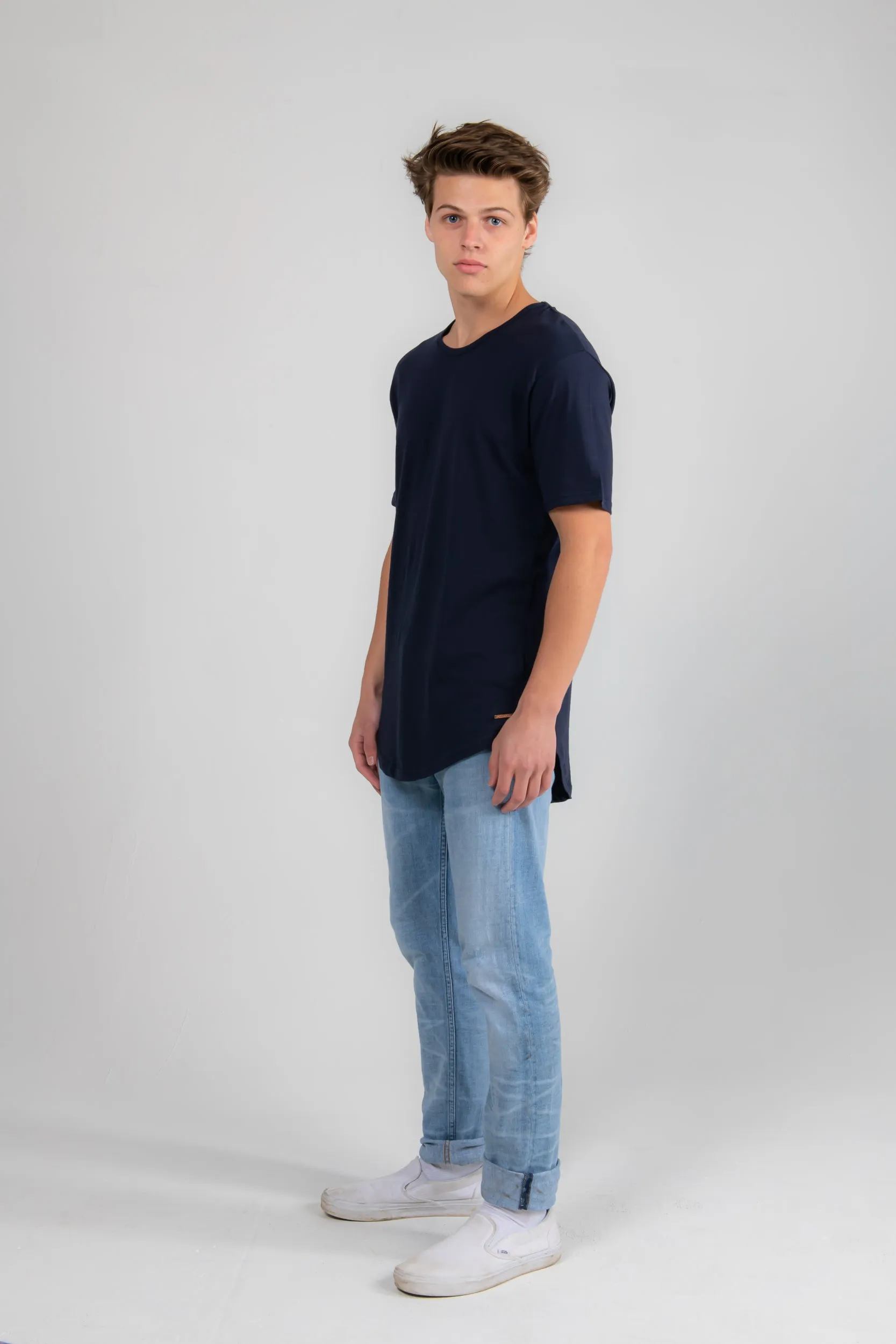 Navy Drop Tail Tee