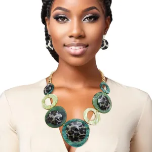 Necklace Marbled Green Leopard Links