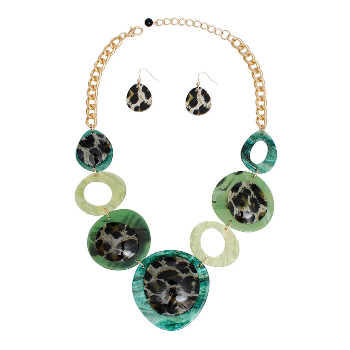 Necklace Marbled Green Leopard Links