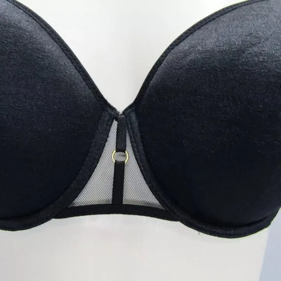 NEW CHANTELLE Womens T-Shirt Bra Black 36C Monogram Spacer Underwire Support