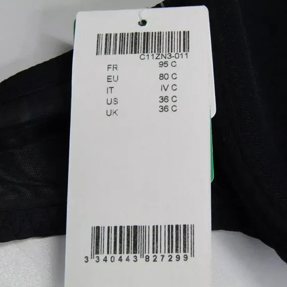 NEW CHANTELLE Womens T-Shirt Bra Black 36C Monogram Spacer Underwire Support