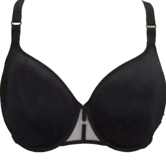 NEW CHANTELLE Womens T-Shirt Bra Black 36C Monogram Spacer Underwire Support