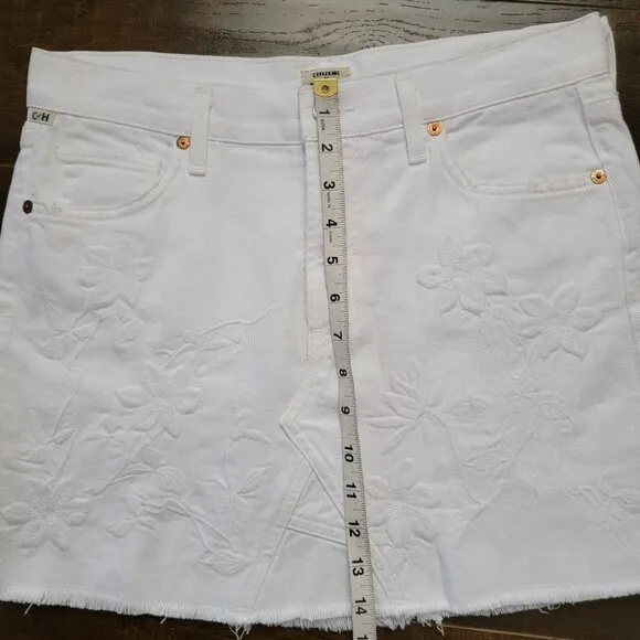 NEW Citizens of Humanity Jean Mini Skirt Womens 26 Embroidered Country Cottage