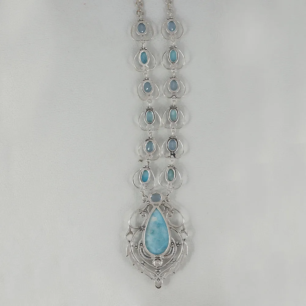 New Designed Blue Topaz with Larimar Necklace by India Gems