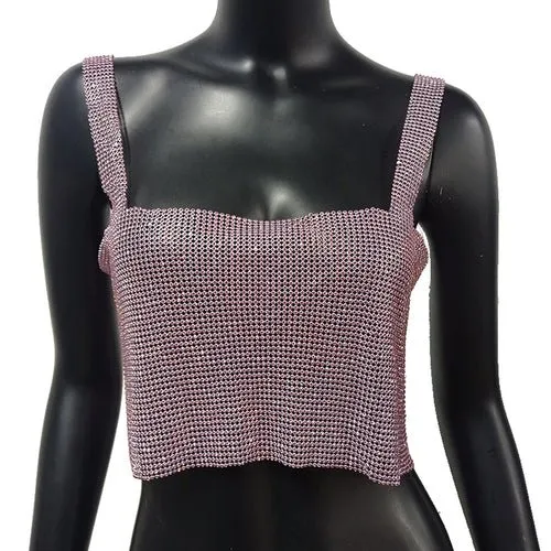 Night Out Sparkly Rhinestones Crop Top with Straps