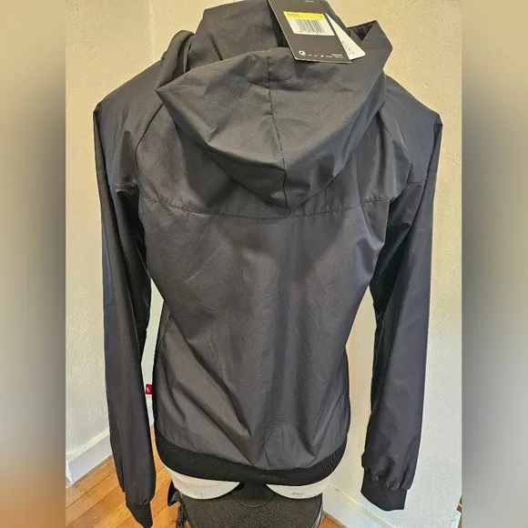 Nike NWT Women's Windrunner Windbreaker Lined Hooded Jacket Full Zip Black Sz S